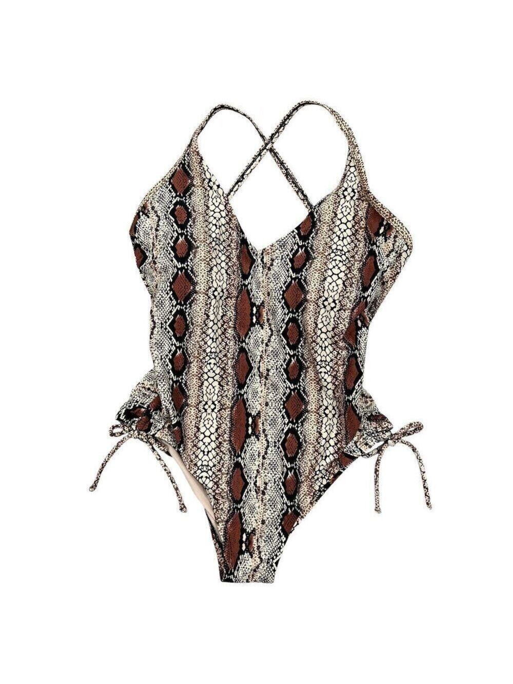 Kona Sol Snake Print One-Piece Swimsuit Size S